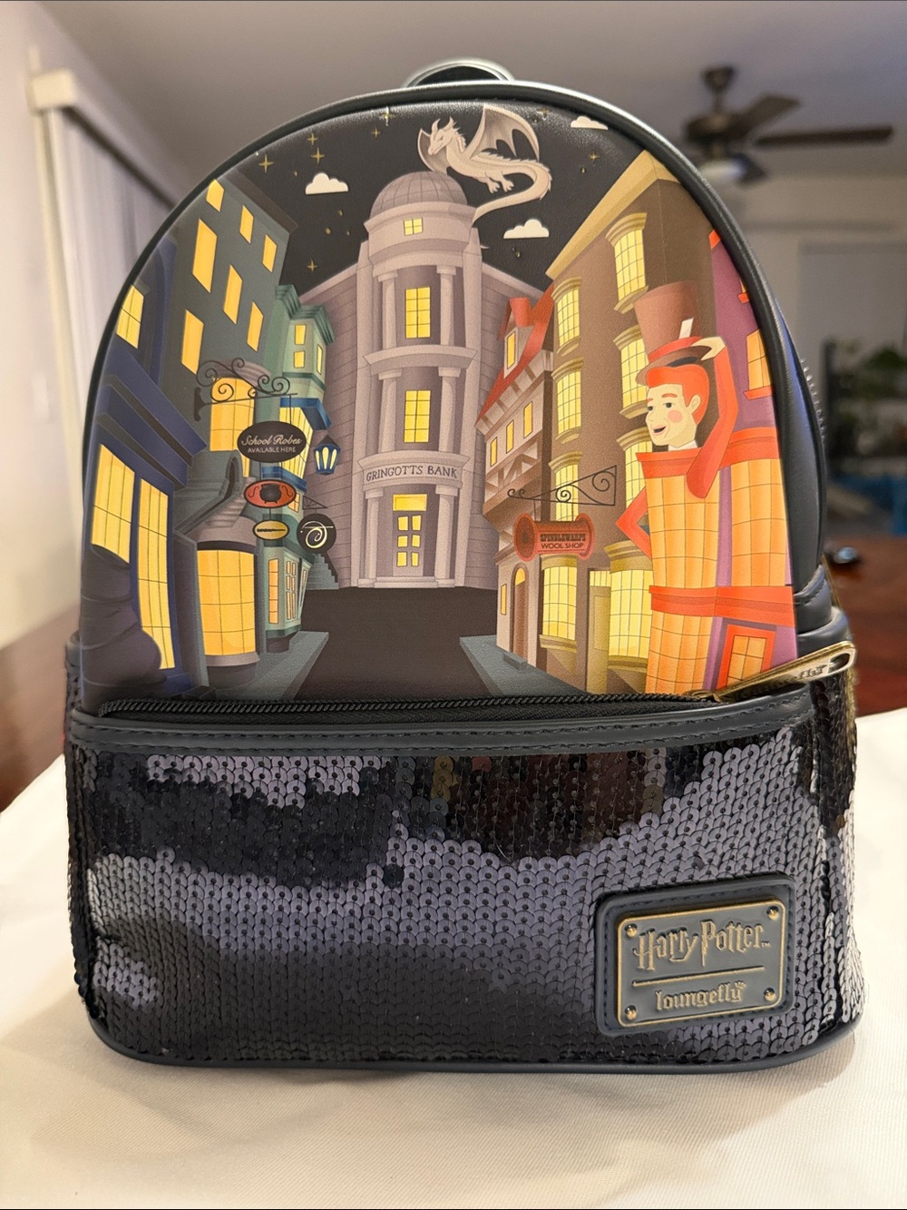 Loungefly Harry Potter Diagon Alley Mini Backpack - Black with Multicolor Scene